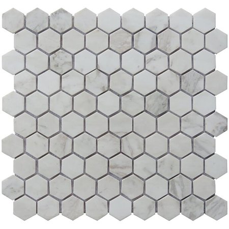 INTREND TILE 125 x 125 in Carrara Stone Hexagon Mosaic NS020B